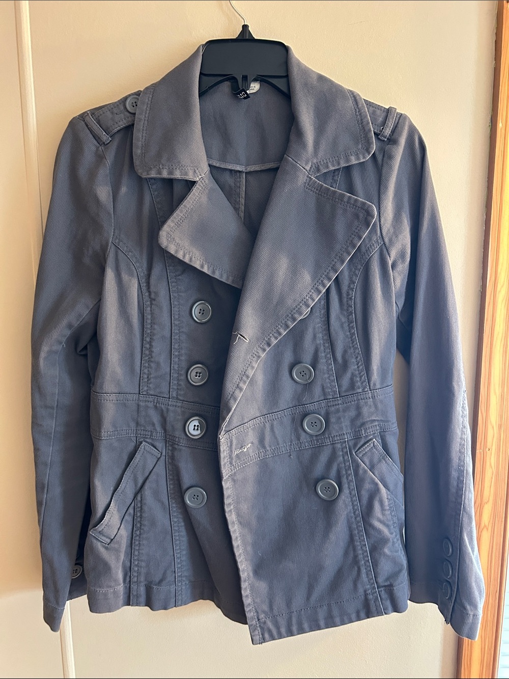 Women's Double-Breasted Gray Peacoat Jacket